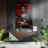 Mona Lisa with a Cat Brushed Aluminum Dibond Wall Art.